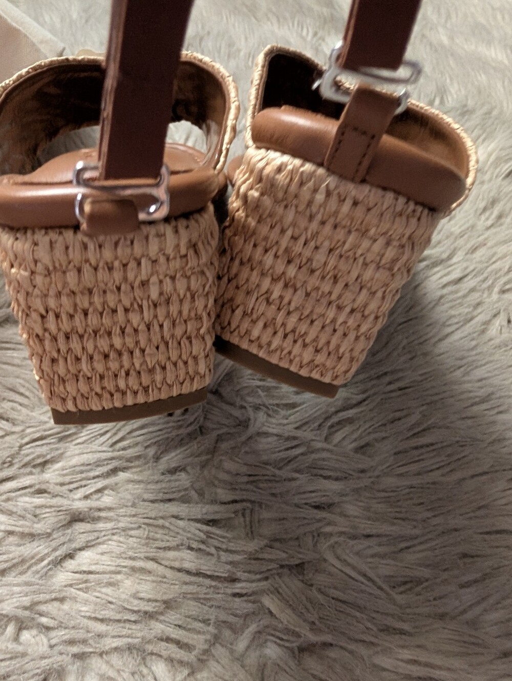 NWT BY FAR Dasha Raffia Heel Sandal in Natural - Picture 13 of 16